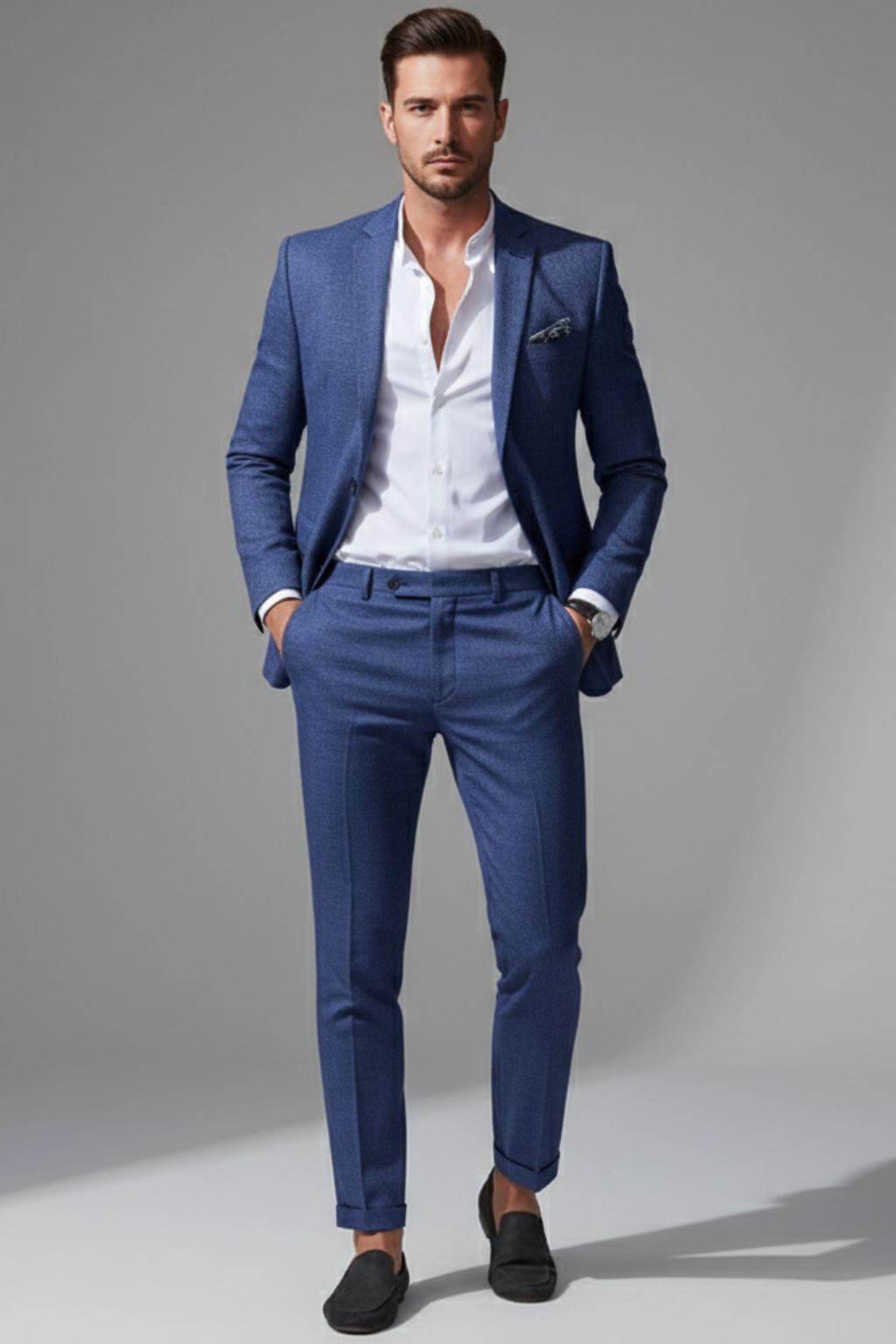 Men’s Linen Suit - 2-Piece Slim Fit for Summer Weddings and Office