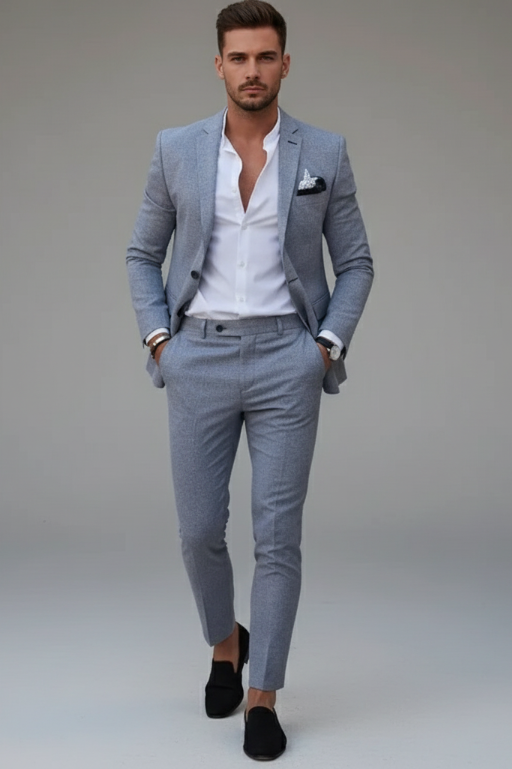 Men’s Linen Suit - 2-Piece Slim Fit for Summer Weddings and Office