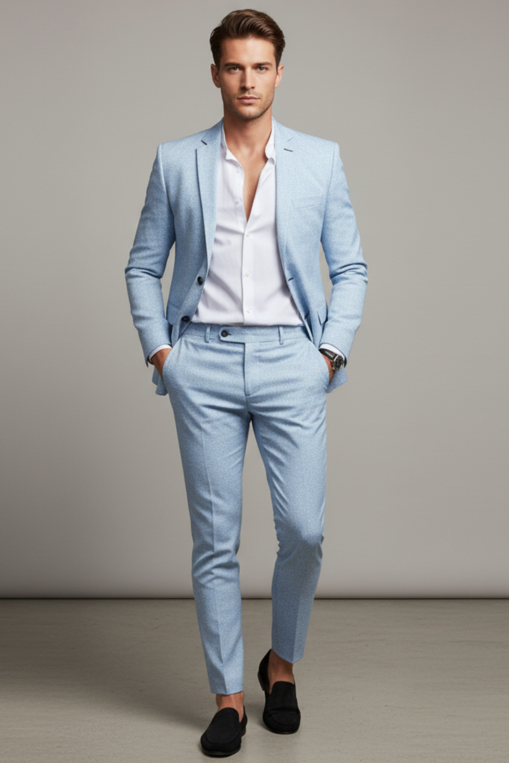 Men’s Linen Suit - 2-Piece Slim Fit for Summer Weddings and Office