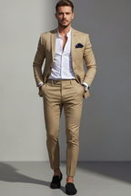 Men’s Linen Suit - 2-Piece Slim Fit for Summer Weddings and Office