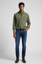 Men’s Long-Sleeve Button-Up Shirt - Versatile Finish for Work