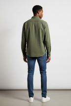 Men’s Long-Sleeve Button-Up Shirt - Versatile Finish for Work