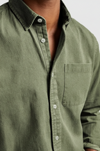 Men’s Long-Sleeve Button-Up Shirt - Versatile Finish for Work