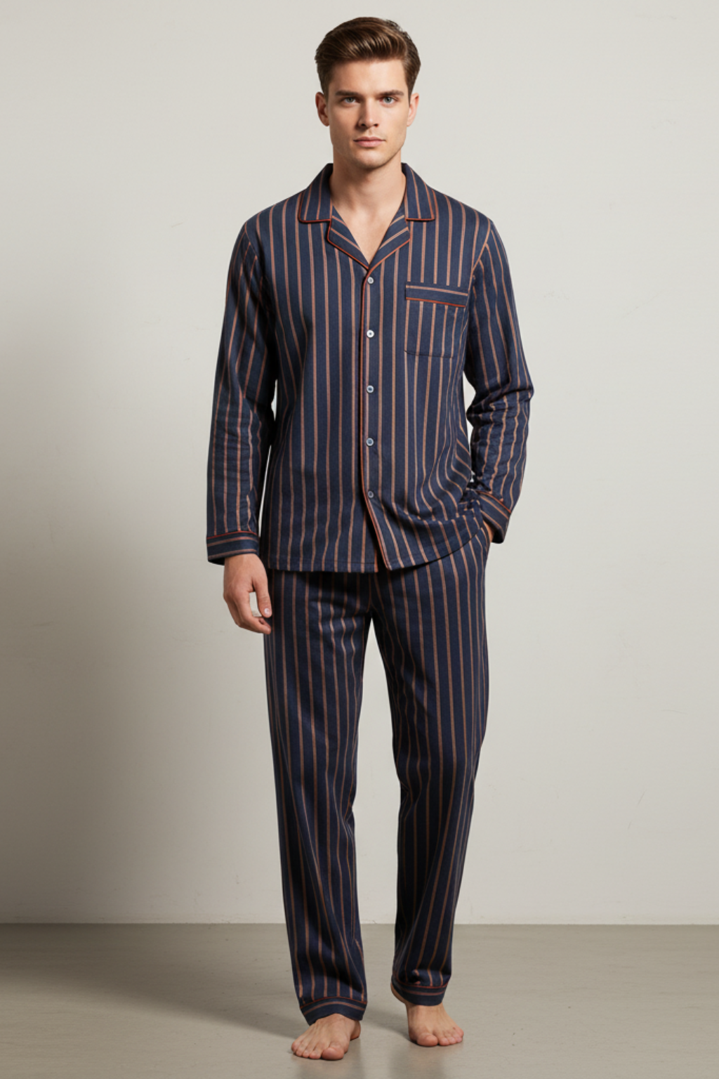Men’s Long Sleeve Pajama Set - Fall and Winter Loungewear