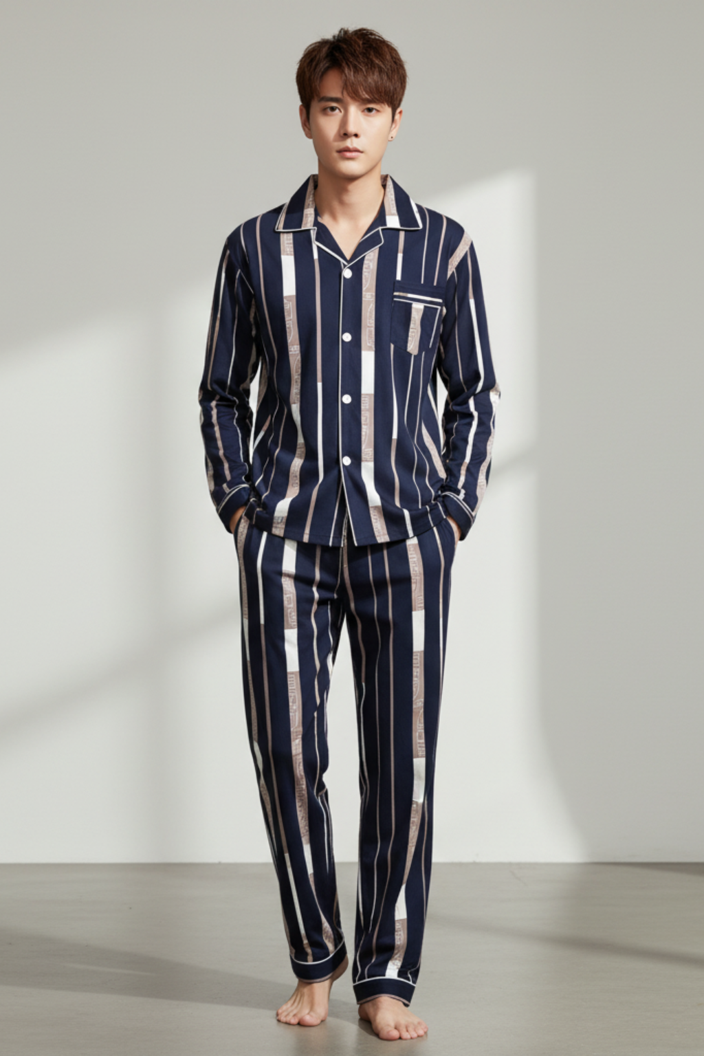 Men’s Long Sleeve Pajama Set - Fall and Winter Loungewear
