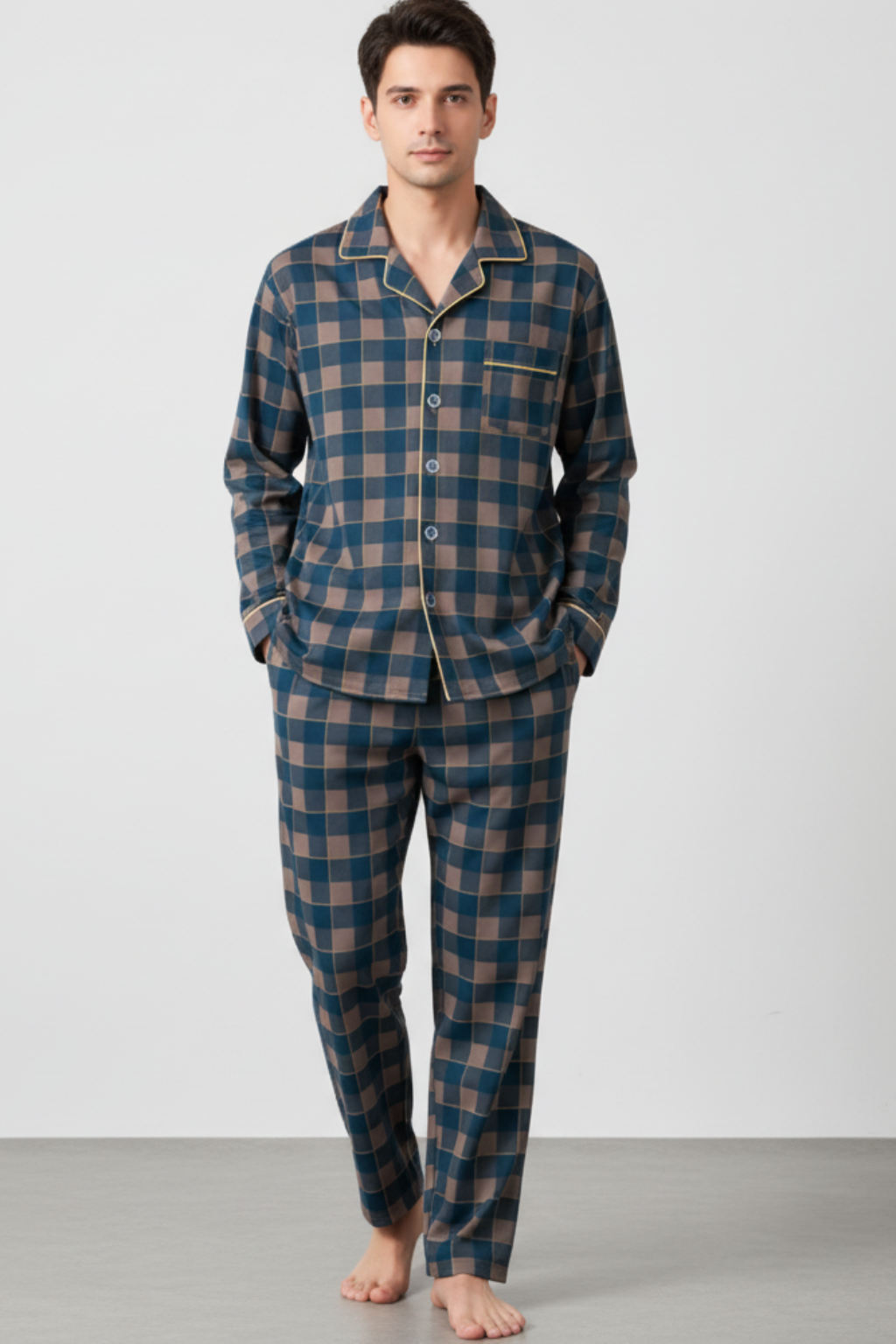 Men’s Long Sleeve Pajama Set - Fall and Winter Loungewear