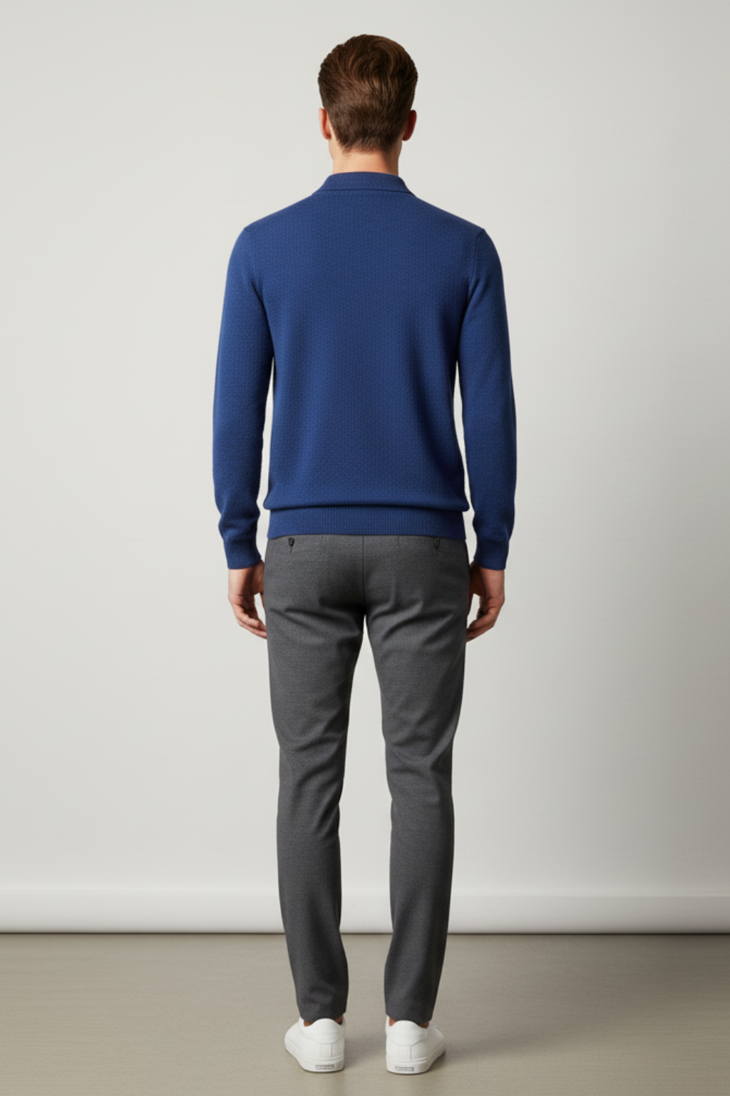 Men’s Long Sleeve Polo Sweater - Knit Pullover with Lapel Collar