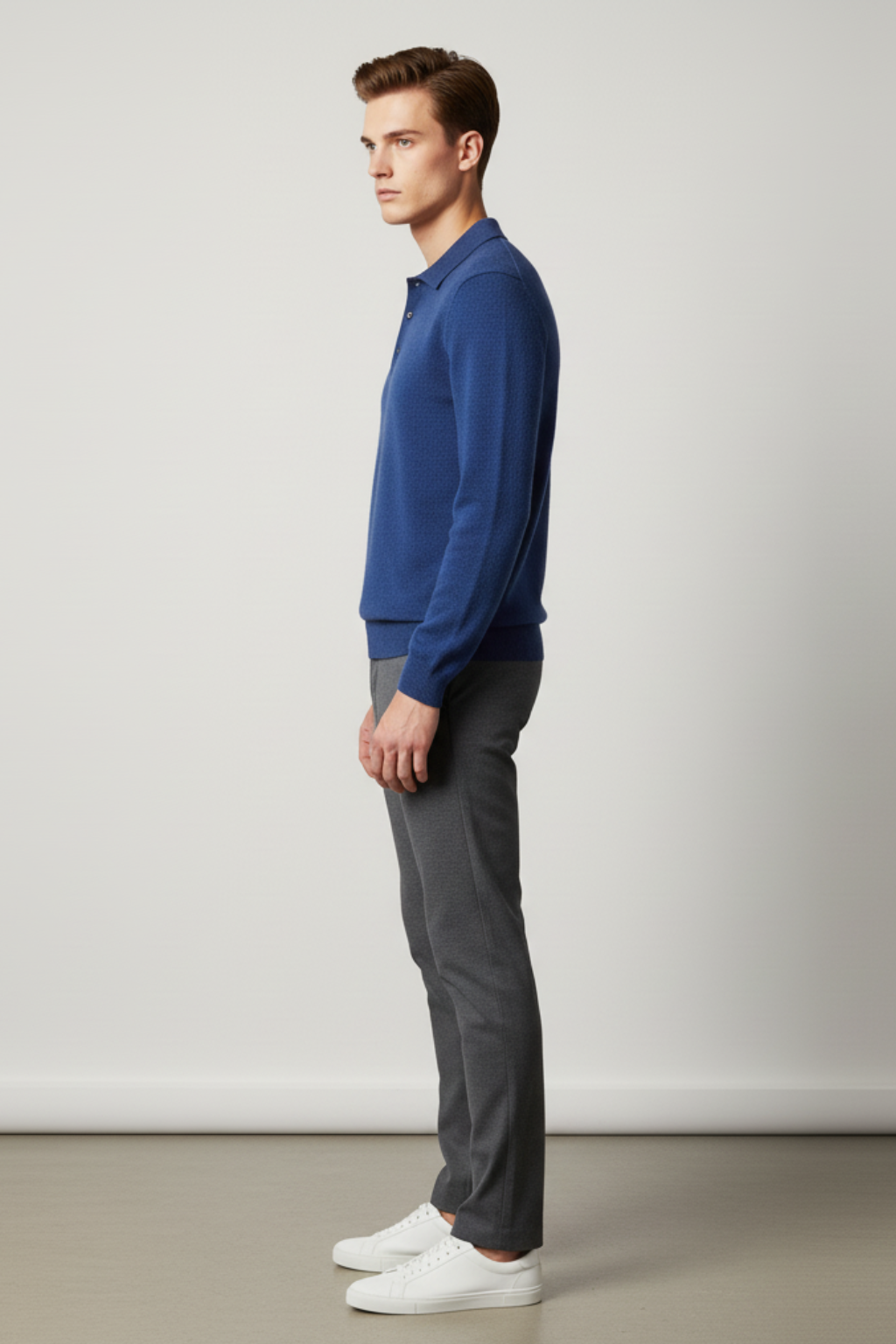 Men’s Long Sleeve Polo Sweater - Knit Pullover with Lapel Collar