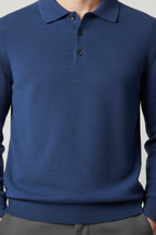 Men’s Long Sleeve Polo Sweater - Knit Pullover with Lapel Collar