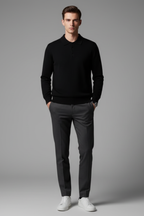 Men’s Long Sleeve Polo Sweater - Knit Pullover with Lapel Collar