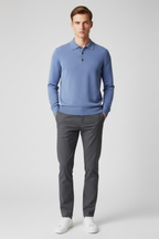 Men’s Long Sleeve Polo Sweater - Knit Pullover with Lapel Collar
