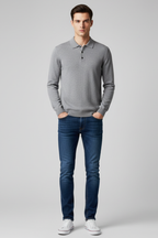 Men’s Long Sleeve Polo Sweater - Knit Pullover with Lapel Collar