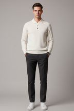 Men’s Long Sleeve Polo Sweater - Knit Pullover with Lapel Collar