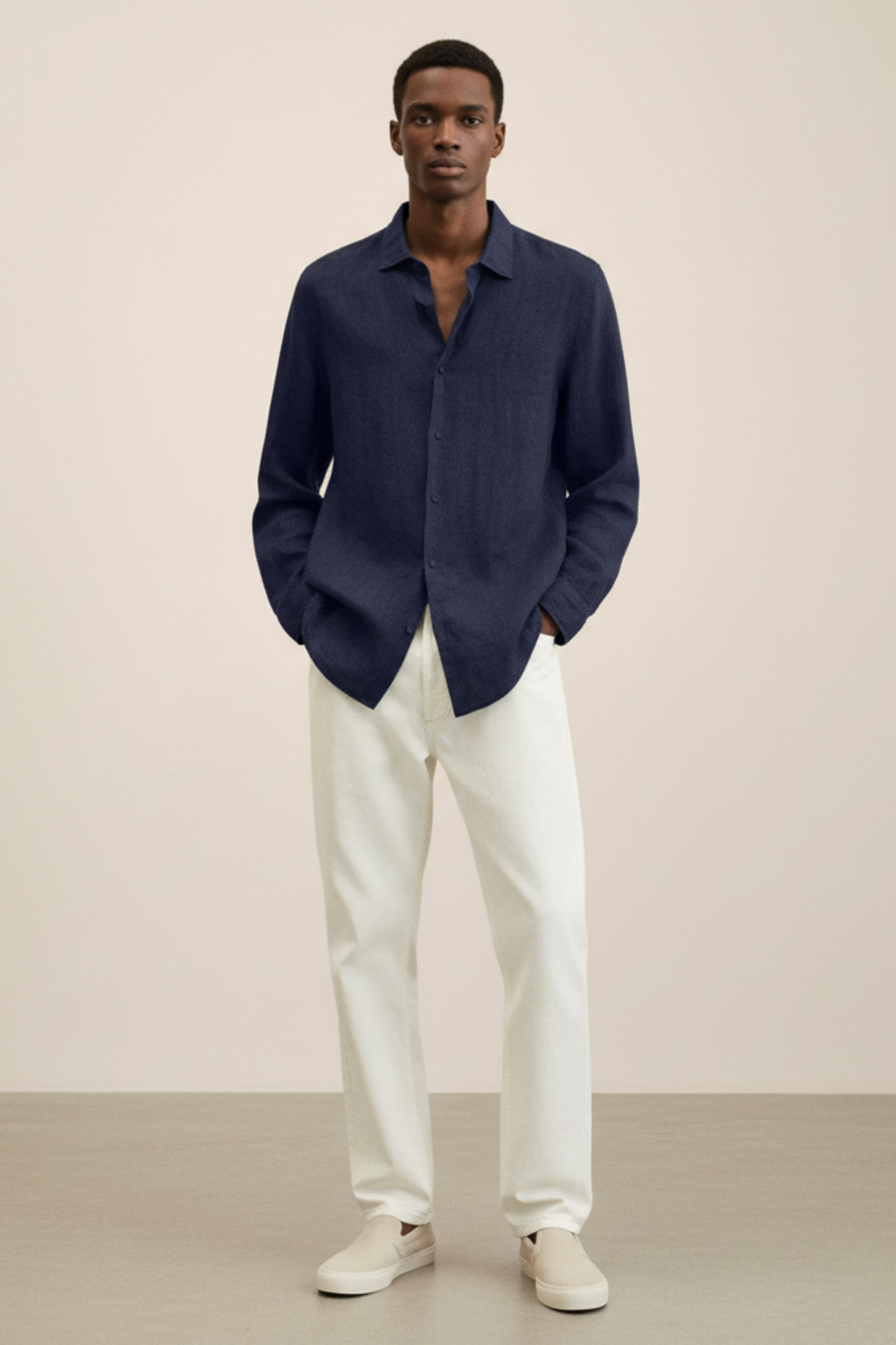 Men’s Loose Fit Linen Button-Down Shirt - Breezy and Relaxed Layer
