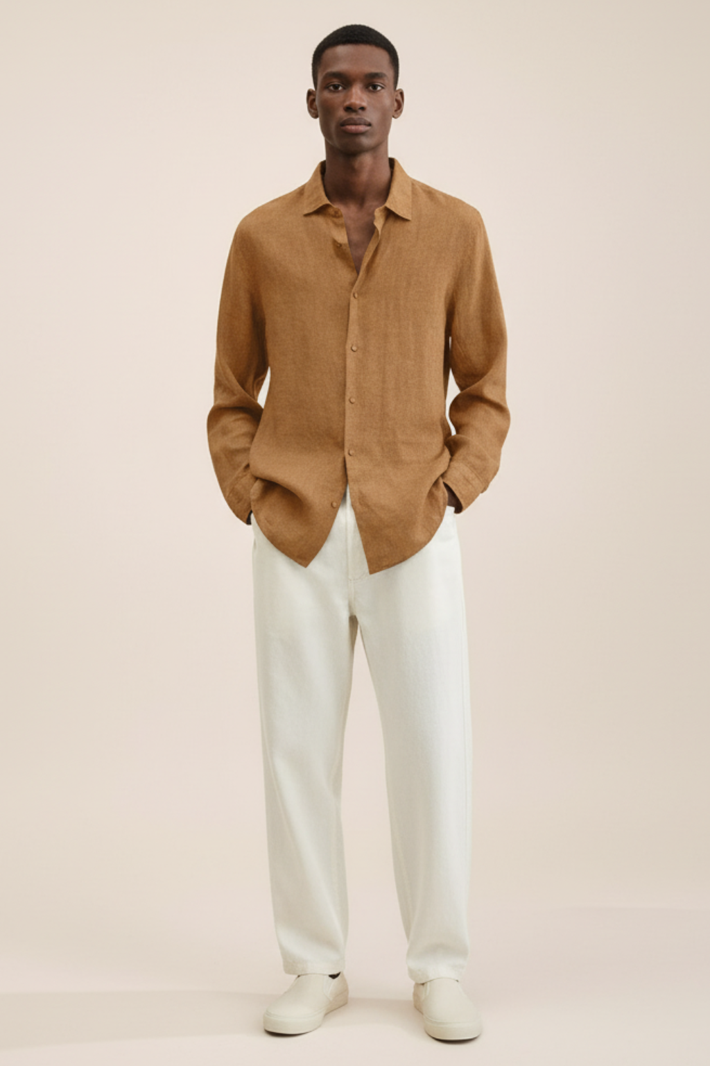 Men’s Loose Fit Linen Button-Down Shirt - Breezy and Relaxed Layer