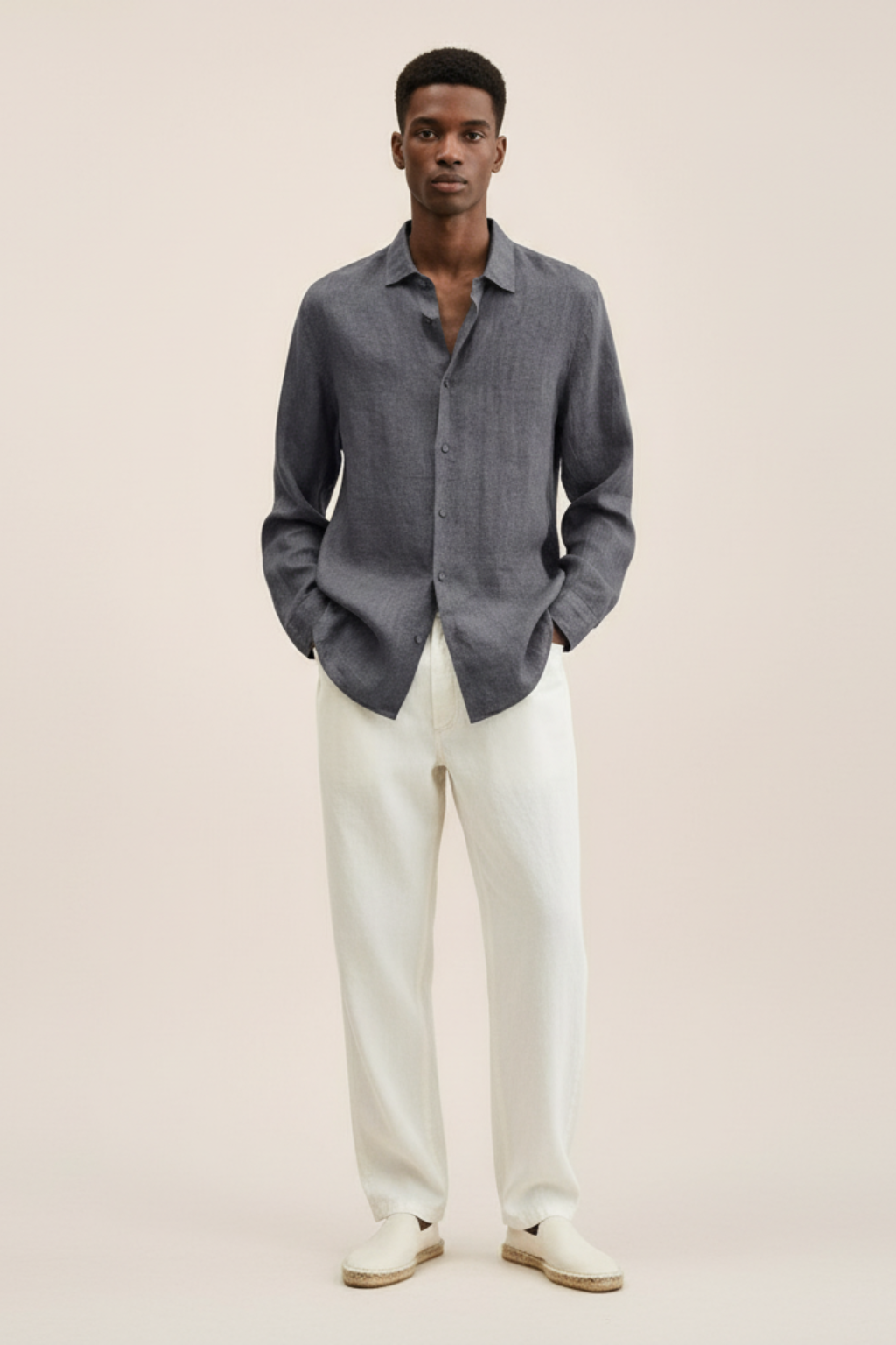 Men’s Loose Fit Linen Button-Down Shirt - Breezy and Relaxed Layer