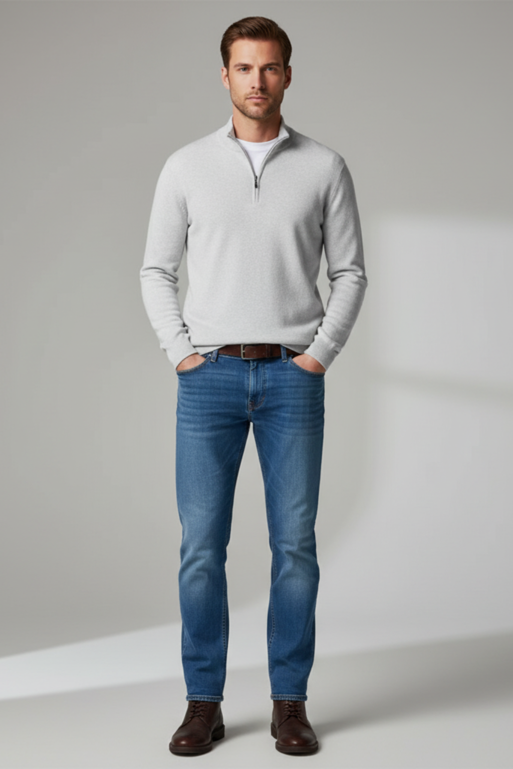 Men’s Merino Wool V-Neck Sweater - Pullover for Casual and Office Wear