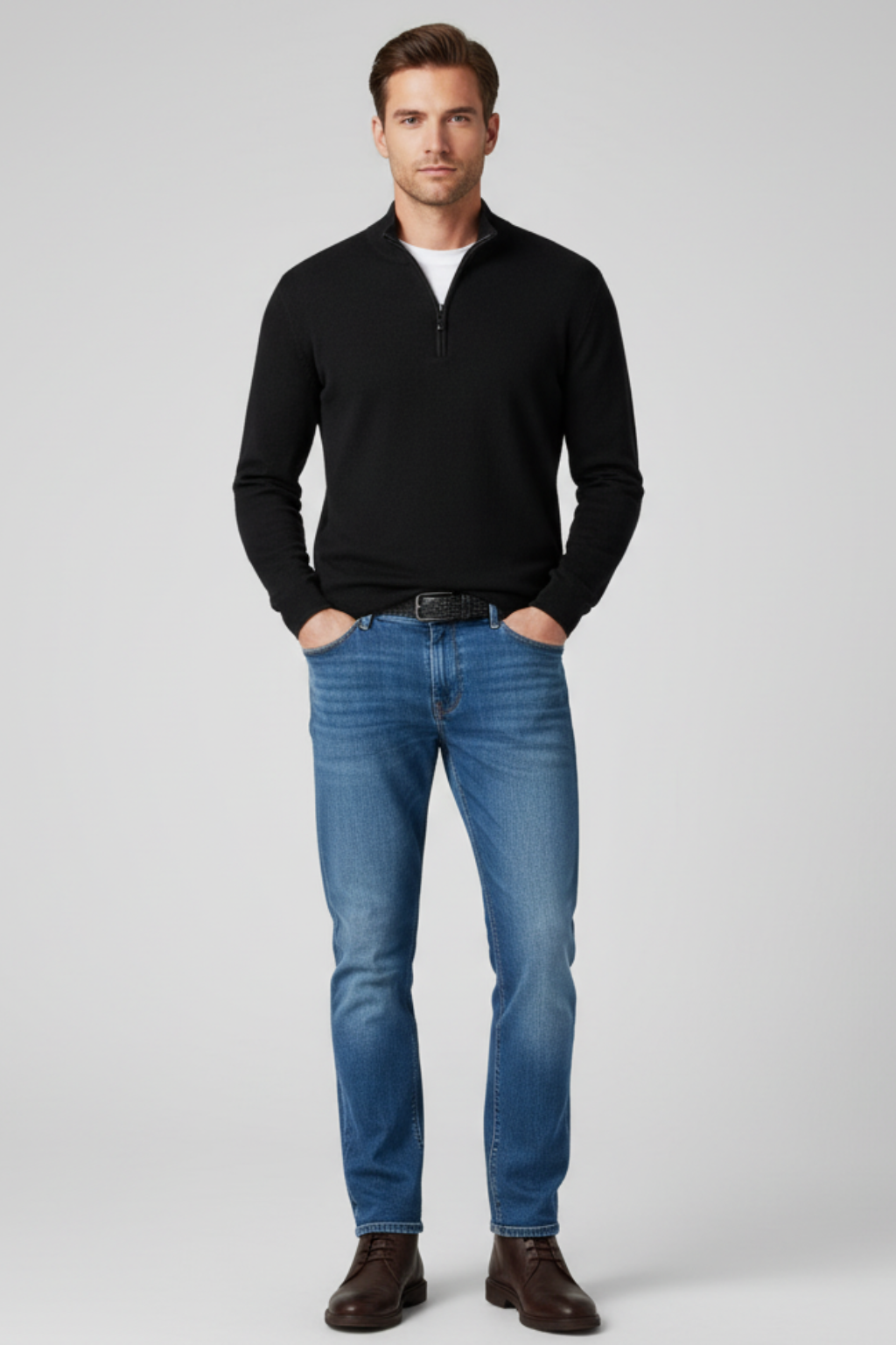Men’s Merino Wool V-Neck Sweater - Pullover for Casual and Office Wear