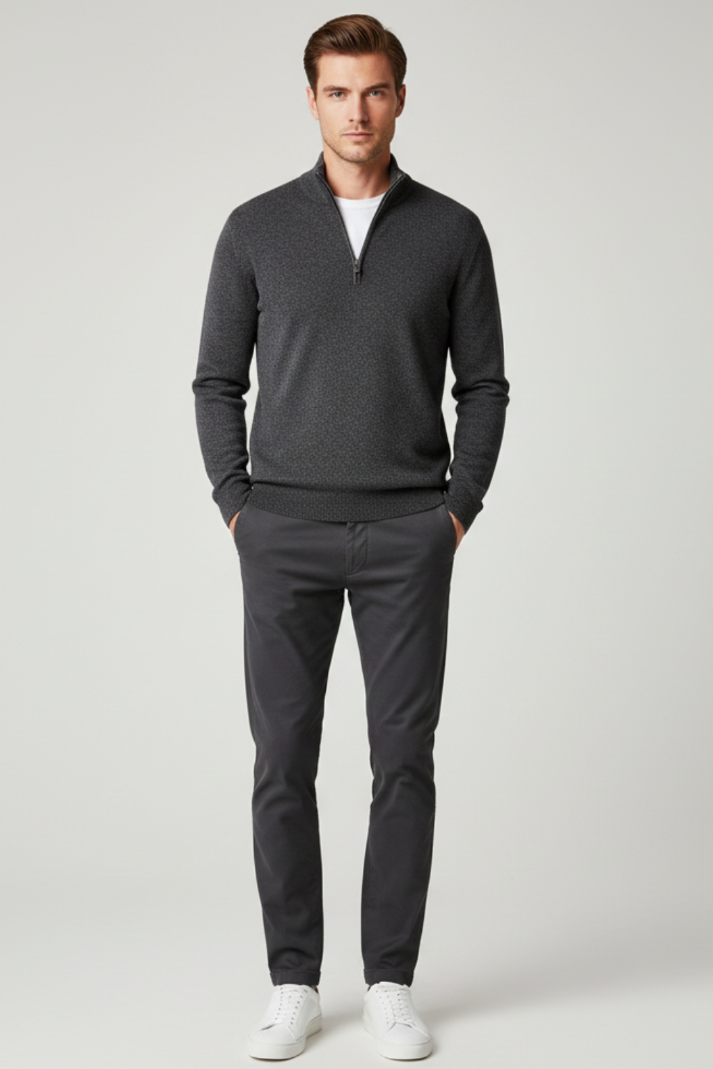 Men’s Merino Wool V-Neck Sweater - Pullover for Casual and Office Wear