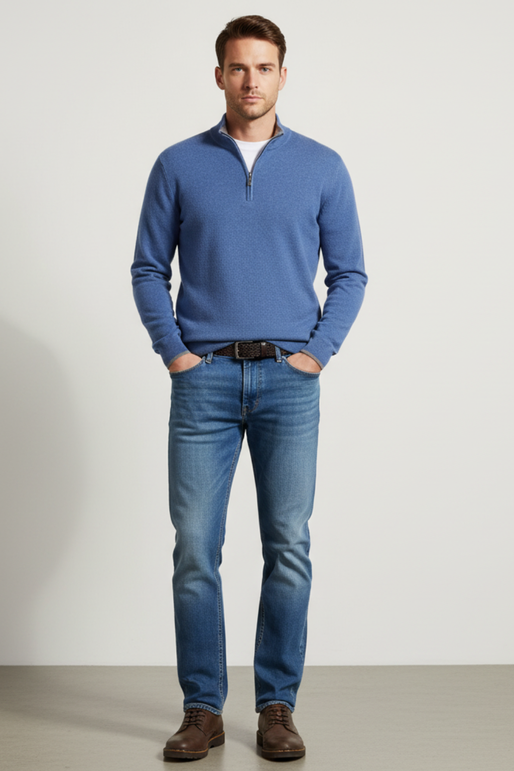 Men’s Merino Wool V-Neck Sweater - Pullover for Casual and Office Wear