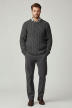 Men’s Oversized Chunky Cable Knit Sweater - Substantial Texture and Cold-Weather Warmth