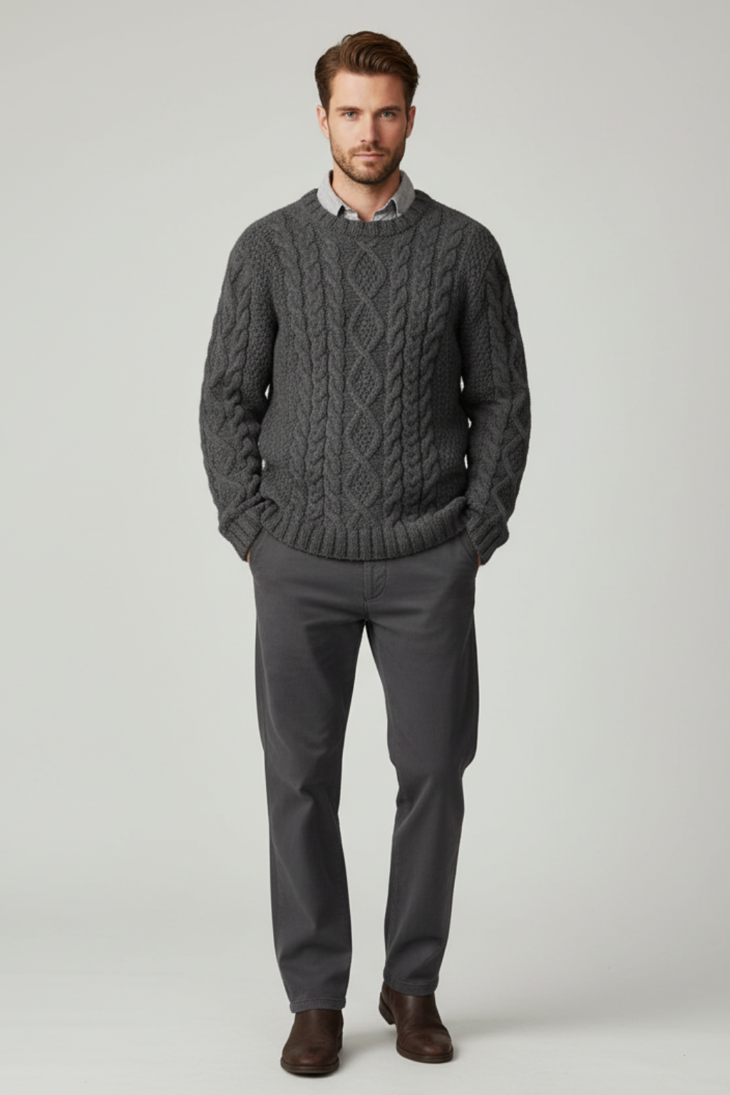 Men’s Oversized Chunky Cable Knit Sweater - Substantial Texture and Cold-Weather Warmth