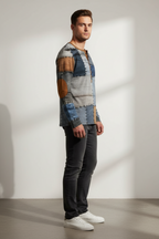 Men’s Patchwork Cotton Blend Sweater - Regular Fit Pullover