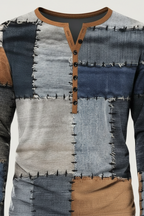 Men’s Patchwork Cotton Blend Sweater - Regular Fit Pullover