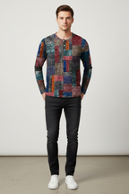 Men’s Patchwork Cotton Blend Sweater - Regular Fit Pullover