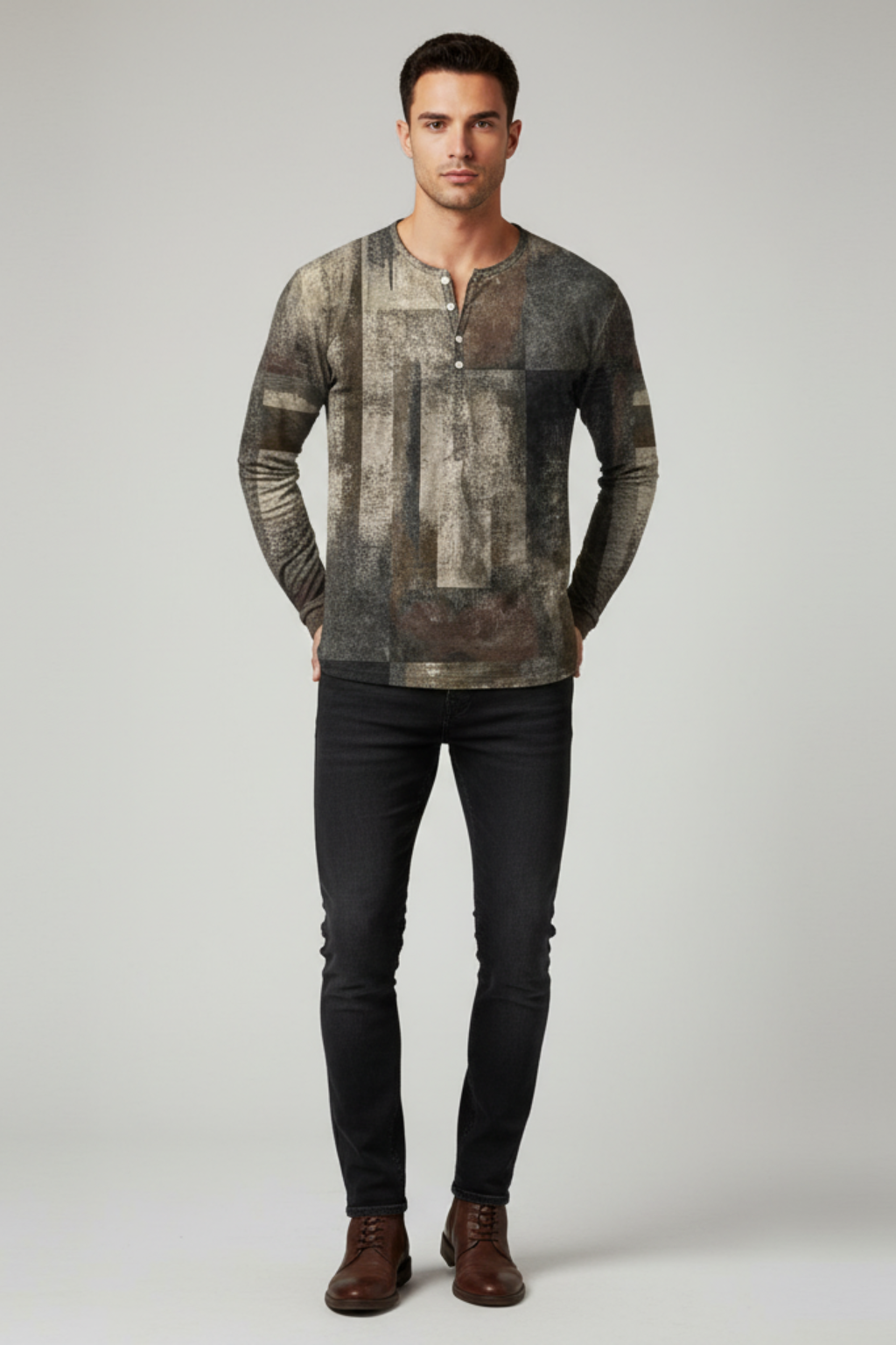 Men’s Patchwork Cotton Blend Sweater - Regular Fit Pullover