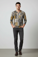 Men’s Patchwork Cotton Blend Sweater - Regular Fit Pullover