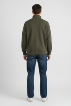 Men’s Ribbed Knit Half-Zip Sweatshirt - Textured Zip Collar Layer