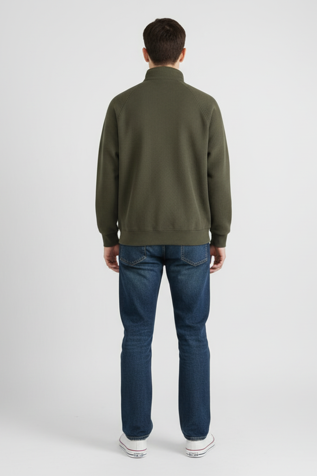 Men’s Ribbed Knit Half-Zip Sweatshirt - Textured Zip Collar Layer