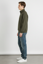 Men’s Ribbed Knit Half-Zip Sweatshirt - Textured Zip Collar Layer