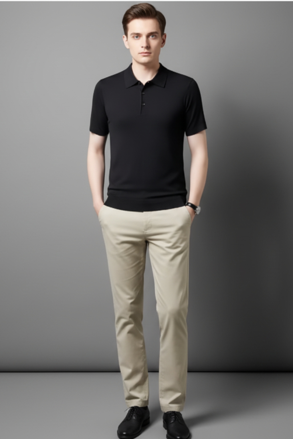 Men’s Short Sleeve Polo Shirt - Knit Lapel Top for Business Casual Wear