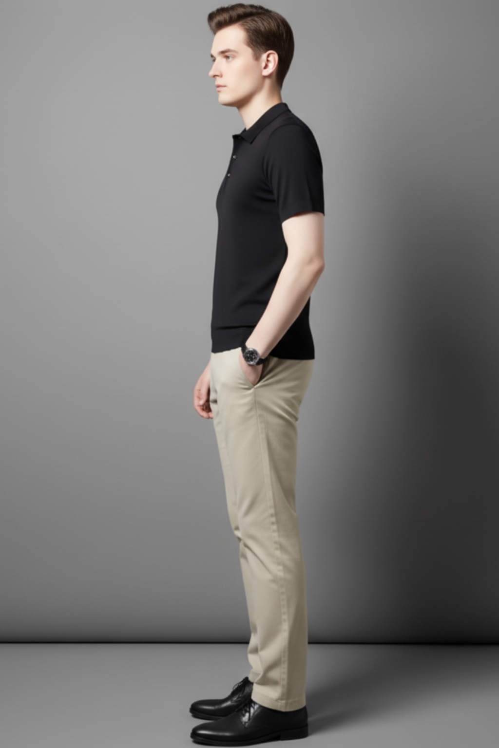 Men’s Short Sleeve Polo Shirt - Knit Lapel Top for Business Casual Wear
