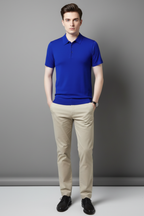 Men’s Short Sleeve Polo Shirt - Knit Lapel Top for Business Casual Wear