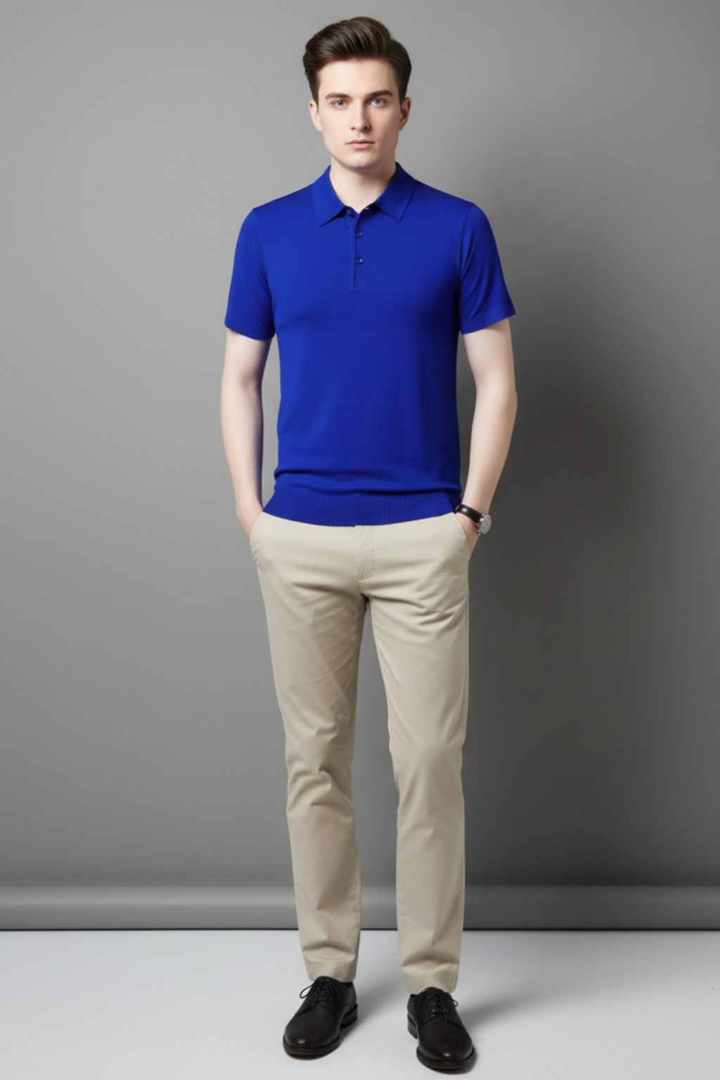 Men’s Short Sleeve Polo Shirt - Knit Lapel Top for Business Casual Wear
