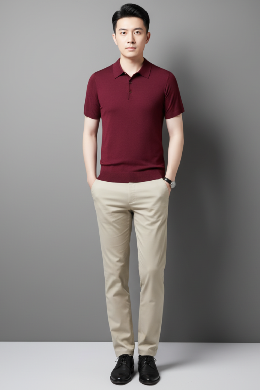 Men’s Short Sleeve Polo Shirt - Knit Lapel Top for Business Casual Wear