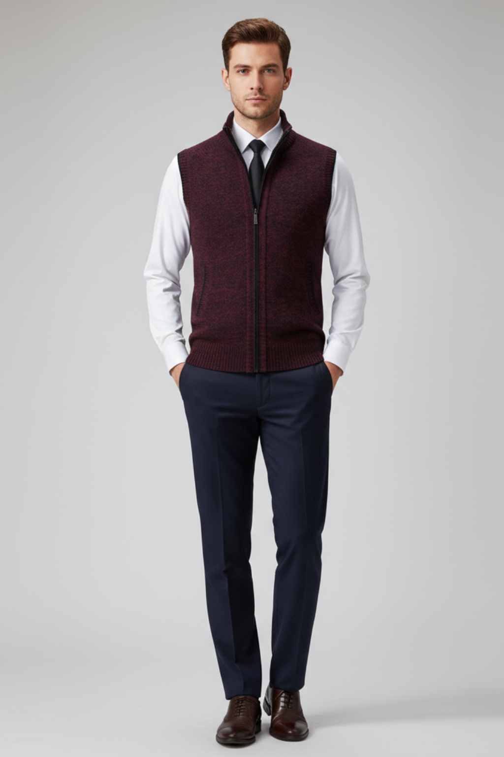 Men’s Sleeveless Zipper Knit Vest - Versatile Layer for Casual Wear