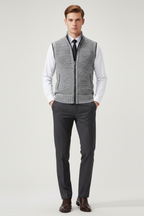 Men’s Sleeveless Zipper Knit Vest - Versatile Layer for Casual Wear