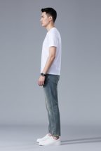 Men’s Slim Fit Ankle-Length Jeans - Stretch Denim Cropped Retro Style