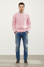Men’s Slim Fit Cable Knit Wool Blend Jumper - Tailored Texture and Warm Layers