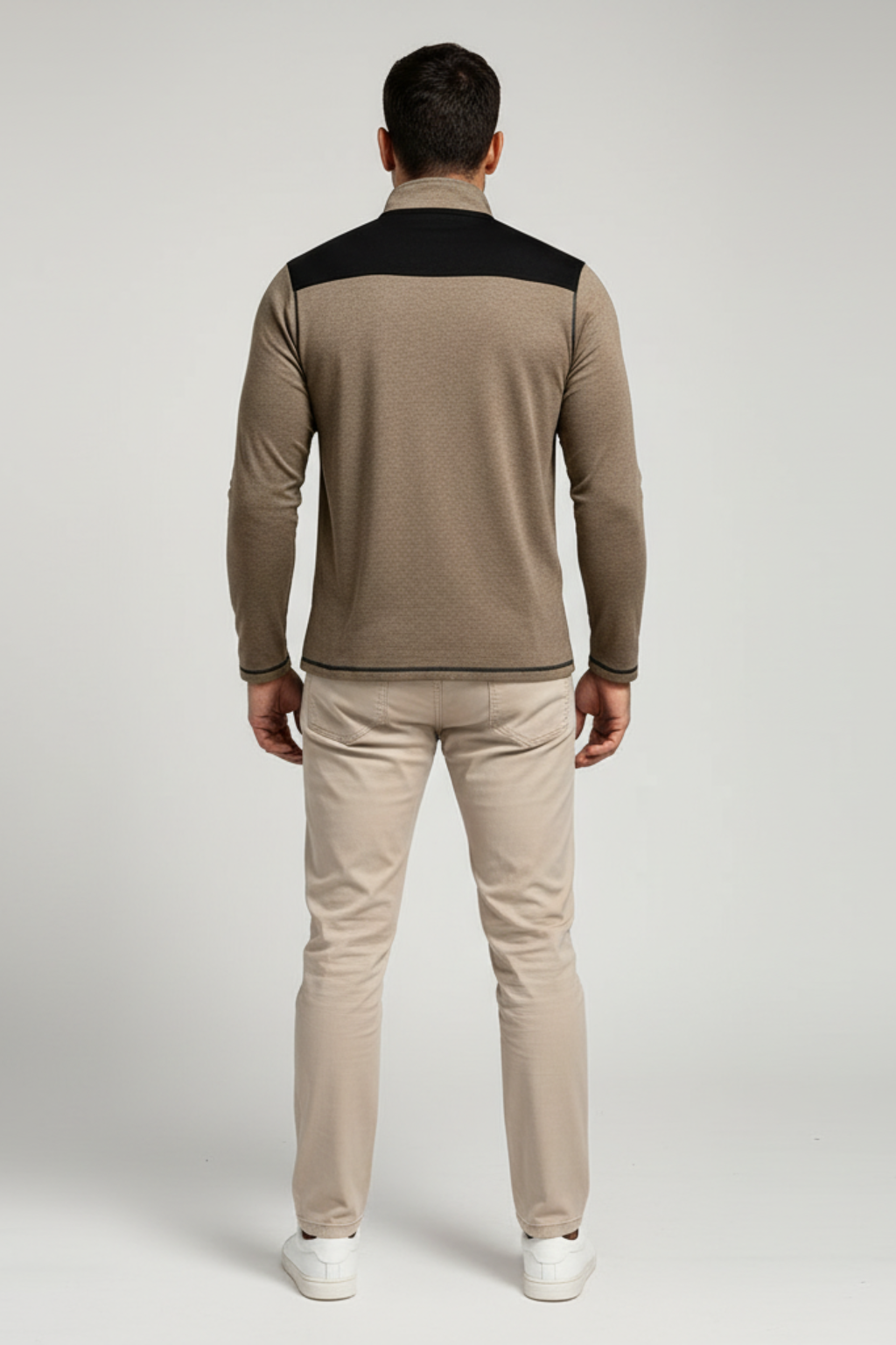 Men’s Slim Fit Half Zip Pullover - Knit with Contrast Panels