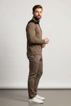 Men’s Slim Fit Half Zip Pullover - Knit with Contrast Panels