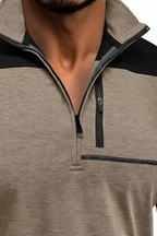 Men’s Slim Fit Half Zip Pullover - Knit with Contrast Panels