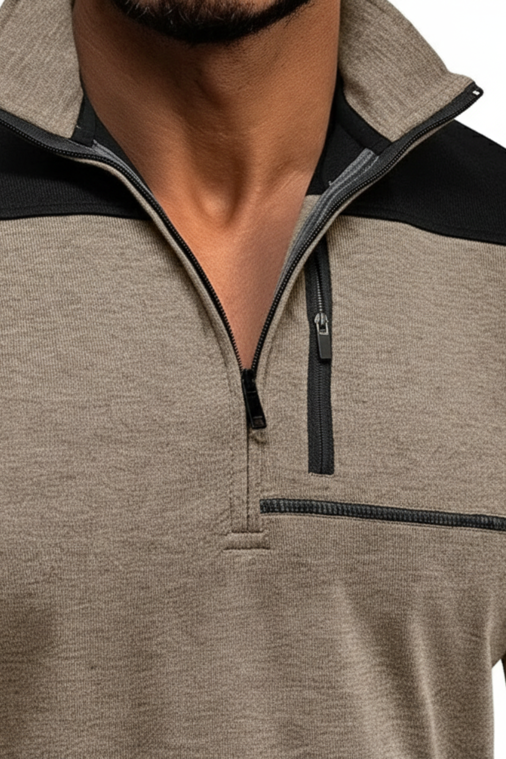 Men’s Slim Fit Half Zip Pullover - Knit with Contrast Panels