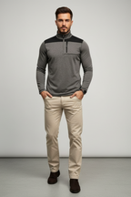 Men’s Slim Fit Half Zip Pullover - Knit with Contrast Panels