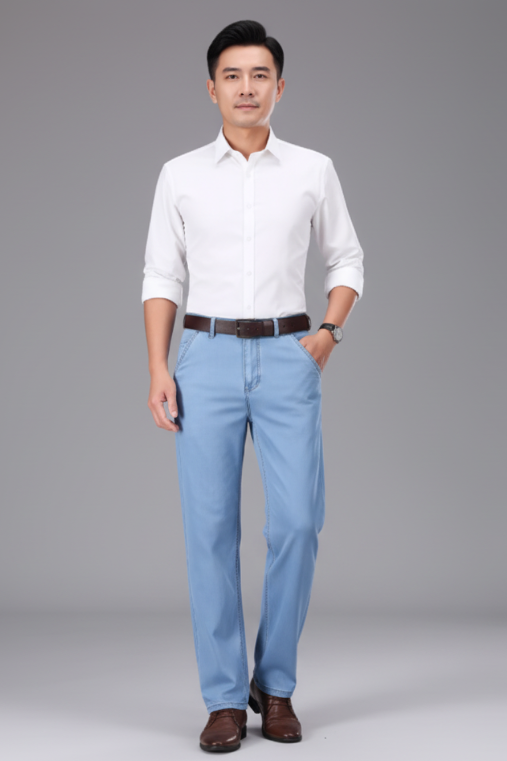 Men’s Summer Straight Jeans - Lightweight Slim Denim Trousers