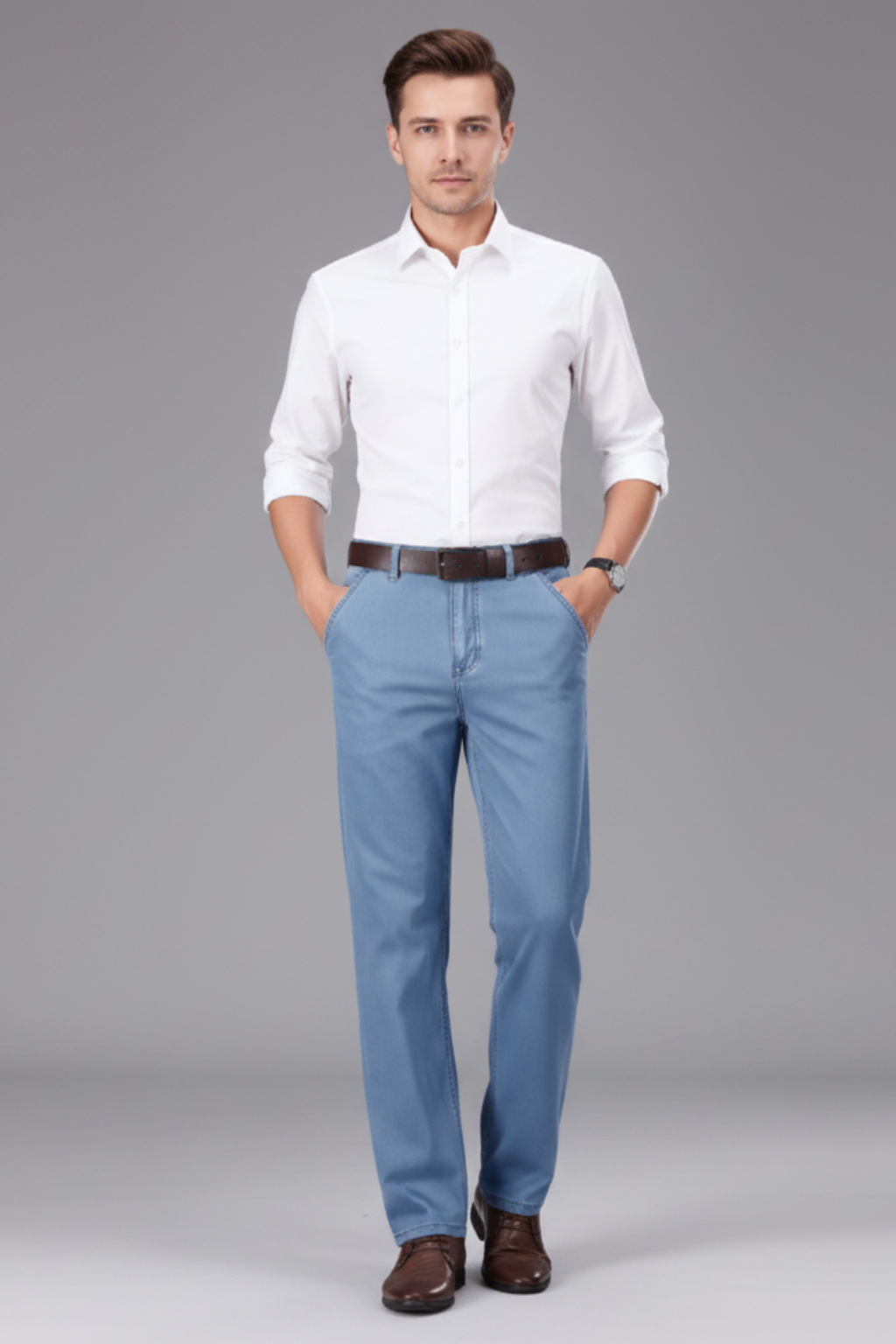 Men’s Summer Straight Jeans - Lightweight Slim Denim Trousers